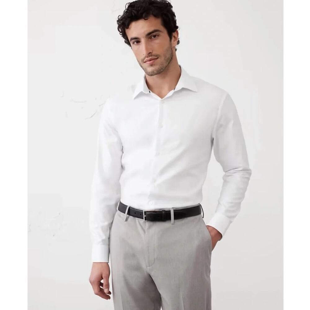 Banana Republic Hi-Dri Slim Fit Dress Shirt White Medium